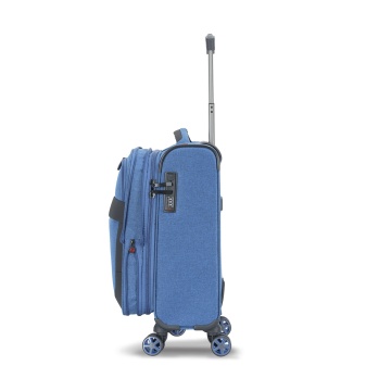 Troler Cabină Extensibil 55x35x20 cm Lee Cooper, Poliester, 4 Roti Duble, LC33503, Albastru - Img 9