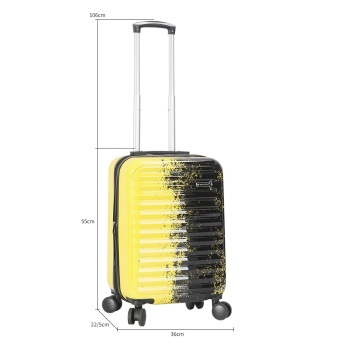 Troler Cabină Extensibil 55x36x22 cm Madisson, Fermoar Antifurt, Policarbonat, SW65203, Negru/Galben - Img 3