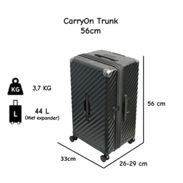 Troler cabina extensibil Carryon Trunk, policarbonat, 56x26x33 cm, bagaj de mana, cifru TSA, 4 roti cu suspensii, negru - Img 4