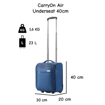 Troler cabina XS CarryOn Air, 40×30×20 cm, bagaj de mana Wizz Air, poliester, 23 L, bleumarin - Img 2