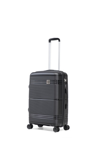 Troler de Cabină Aventor, 55x40x22 cm, Polipropilenă, Cifru TSA, 4 Roți Duble 360°, AV108, Negru