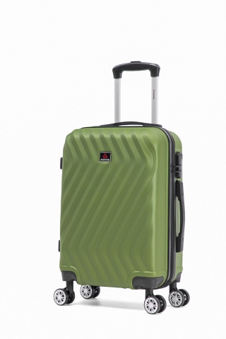 Troler de cabina Aventor AV104, 55x36x22 cm, bagaj de mana, 100%ABS, cifru, 4 roti duble 360°, verde