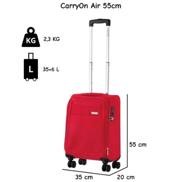 Troler de cabina extensibil CarryOn Air, bagaj de mana, 55x35x20 cm, poliester, +20% capacitate, 2.3 kg, rosu - Img 3