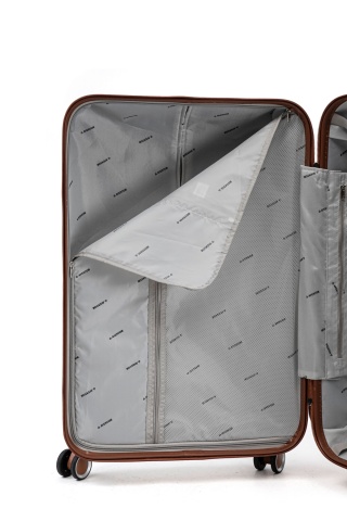 Troler Mare Aventor, 77x47x28 cm, ABS, Cifru, 4 Roți Duble 360°, 91 L, AV107, Alb - Img 8
