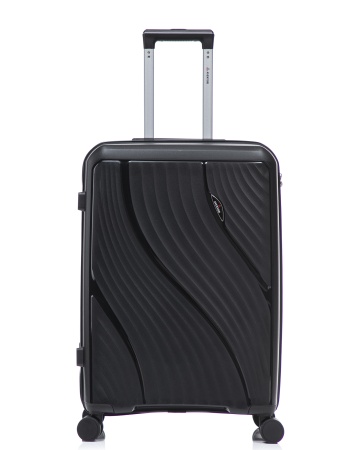 Troler mediu Aventor AV106, 65x44x25.5 cm, polipropilena, bagaj de cala, cifru TSA, negru