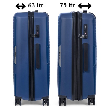 Troler mediu extensibil TravelZ Swinger, polipropilena, cifru TSA, 4 roti duble, 67 cm, albastru - Img 6
