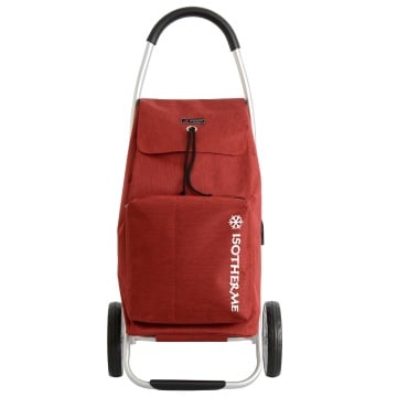 Carucior Cumparaturi Madisson SW32034, Buzunar Termoizolant, 2 Roti, Poliester 900D, Rosu