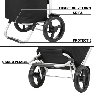 Carucior Cumparaturi, Pliabil, 2 Roti, Cruiser, Allround, 650064, Negru - Img 7