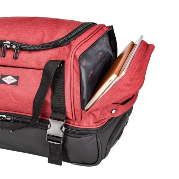 Geanta de voiaj cu role Lee Cooper, 2 compartimente, poliester 600D/bumbac, 50 cm, grena - Img 4