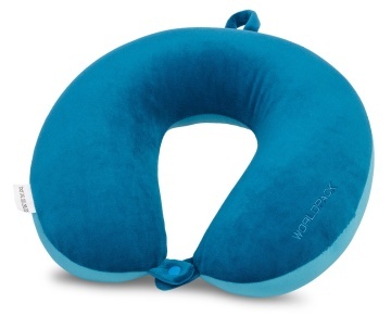 Perna de gat pentru calatorie, Worldpack F10479, cu micro-perle, 31x10x32 cm, albastru
