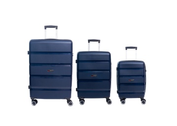 Set trolere Aventor AV102, 1 bagaj de cabina si 2 de cala, polipropilena, cifru TSA, bleumarin