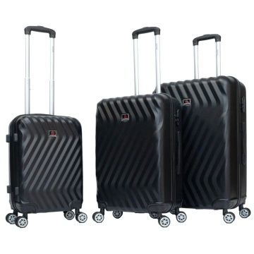 Set trolere Aventor AV104, 1 bagaj de cabina si 2 de cala, 100%ABS, cifru, 4 roti duble 360°, negru