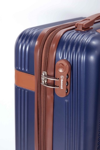 Set trolere extensibile Benzi BZ 5824, ABS, 1 bagaj de cabina si 2 de cala, cifru, 4 roti duble 360°, galben mustar - Img 3