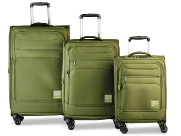 Set trolere Worldpack Bern F10508, 1 bagaj de cabina si 2 de cala, poliester, cifru TSA, 4 roti duble, verde olive