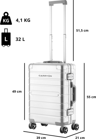 Troler Cabina, Aluminiu, Inchidere cu clapeta, Cod Okoban, CarryOn, ULD, 502411 - 55 cm, Argintiu - Img 7