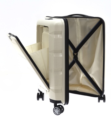 Troler Cabina Davidts Geneva Compartiment Laptop 13", Polipropilena, 54.5 cm, Crem - Img 2