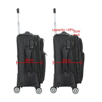 Troler cabină extensibil Madisson, 55x35x20/25 cm, poliester, 4 roți duble, cifru, SW55104, negru - Img 4