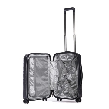 Troler Cabina Policarbonat/Piele Naturala Stratic Leather and More S - 55 cm Negru - Img 2