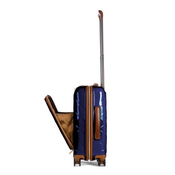 Troler Cabina Policarbonat/Piele Naturala Stratic Leather and More S - 55 cm Albastru - Img 7
