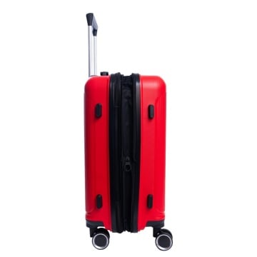 Troler de cabina extensibil Aventor AV101, 55x36x21.5 cm, bagaj de mana, polipropilena, +20% capacitate, fermoar antifurt, cifru TSA, rosu - Img 9