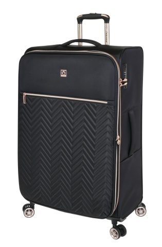 Troler mare extensibil Diplomat Monaco 78x48x31/36 cm, +25% capacitate, fermoar antifurt, bagaj de cala, poliester, negru