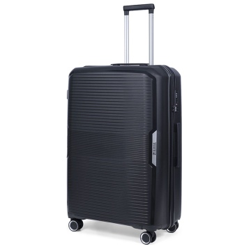 Troler mare TravelZ Swinger, polipropilena, cifru TSA, 4 roti duble, 78 cm, negru