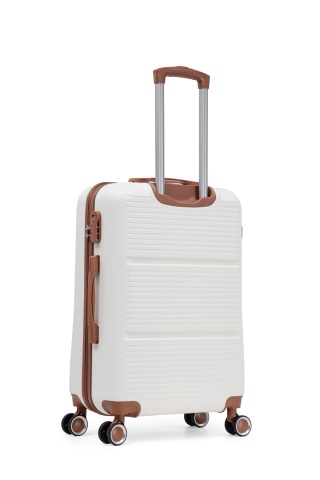 Troler Mediu Aventor, 67x41x25.5 cm, ABS, Cifru, 4 Roți Duble 360°, 61 L, AV107, Alb - Img 15