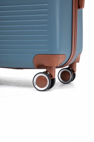 Troler Mediu Aventor, 67x41x25.5 cm, ABS, Cifru, 4 Roți Duble 360°, 61 L, AV107, Albastru - Img 5