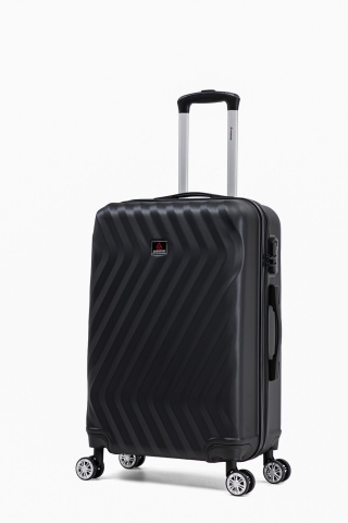 Troler mediu Aventor AV104, 67x43x25 cm, bagaj de cala, 100%ABS, cifru, 4 roti duble 360°, negru