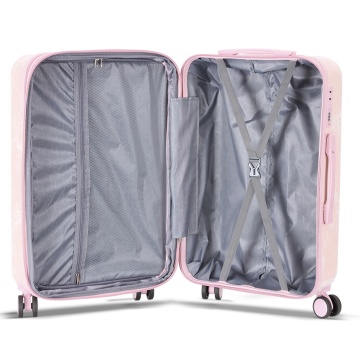 Troler Mediu Extensibil 66x42x27 cm Madisson, Fermoar Antifurt, Policarbonat, SW65203, Roz/Alb - Img 2