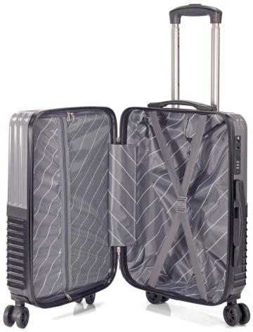 Troler Mediu Extensibil Benzi 67x40x27 cm, Policarbonat, Cifru, BZ 5914, Bej - Img 2