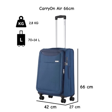 Troler mediu extensibil CarryOn Air, bagaj de cala, 66x42x27 cm, poliester, +20% capacitate, 2.8 kg, bleumarin - Img 3