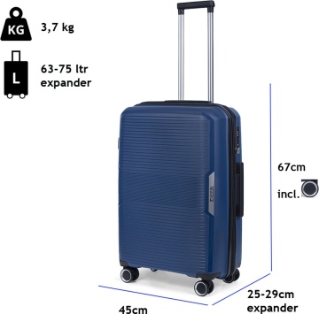 Troler mediu extensibil TravelZ Swinger, polipropilena, cifru TSA, 4 roti duble, 67 cm, albastru - Img 7