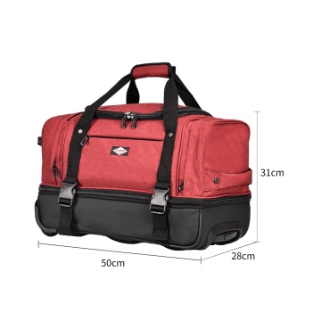 Geanta de voiaj cu role Lee Cooper, 2 compartimente, poliester 600D/bumbac, 50 cm, grena - Img 15