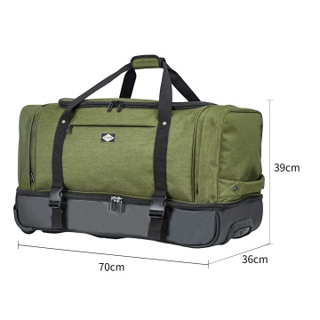Geanta de voiaj cu role Lee Cooper, 2 compartimente, poliester 600D/bumbac, 98L, 70 cm, kaki - Img 4