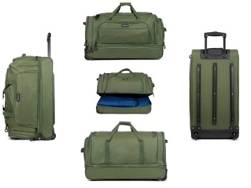 Geanta de voiaj cu role XL TravelZ, 2 compartimente, poliester, 72 cm, verde - Img 2
