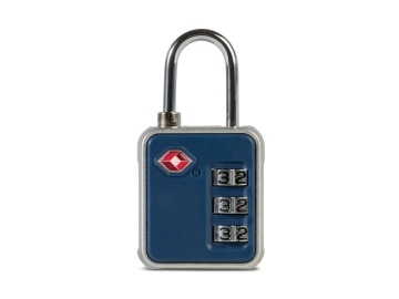 Lacăt TSA cu cifru pentru bagaj, 6.5x3x1.5 cm, metal, Worldpack F10379, bleumarin - Img 1