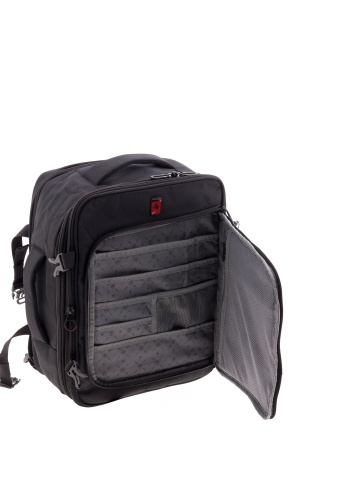 Rucsac avion 40x30x20/23 cm extensibil, bagaj de mână Wizz Air/Ryanair, 24/28L, poliester hidrofug, 15 inch, Gladiator Loop, negru - Img 2