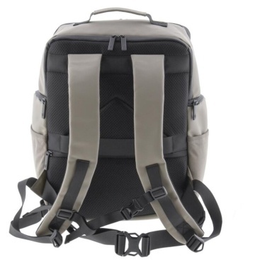 Rucsac avion 40x30x20/25 cm extensibil, bagaj de mână Wizz Air/Ryanair, 26/28L, poliester impermeabil, cu protecție RFID, 16 inch, Vogart Sync, bej - Img 3
