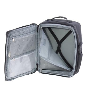 Rucsac avion 40x30x20/25 cm extensibil, bagaj de mână Wizz Air/Ryanair, 26/28L, poliester impermeabil, cu protecție RFID, 16 inch, Vogart Sync, negru - Img 2