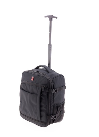 Rucsac cu role 40x30x20/23 cm extensibil, bagaj de mână Wizz Air/Ryanair, 24/28L, poliester hidrofug, 15 inch, Gladiator Loop, negru - Img 8