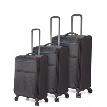 Set trolere extensibile Benzi BZ 5826, poliester, 1 bagaj de cabina si 2 de cala, 4 roti duble la 360°, negru