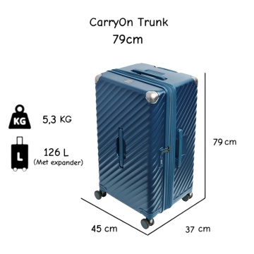 Set trolere extensibile Carryon Trunk, policarbonat, 1 bagaj de cabina si 2 de cala, cifru TSA, 4 roti cu suspensii, albastru - Img 9