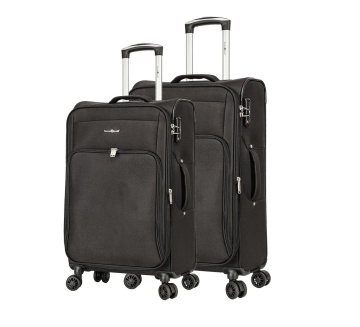 Set trolere extensibile Snowball SW45103, poliester, 4 roti duble, cifru TSA, 2 piese, negru