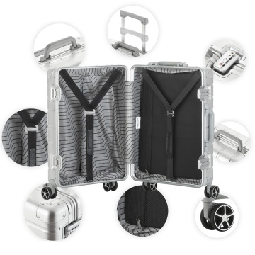 Troler Cabina, Aluminiu, Inchidere cu clapeta, Cod Okoban, CarryOn, ULD, 502411 - 55 cm, Argintiu - Img 8