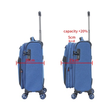 Troler Cabină Extensibil 55x35x20 cm Lee Cooper, Poliester, 4 Roti Duble, LC33503, Albastru - Img 3