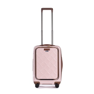 Troler Cabina Policarbonat/Piele Naturala Stratic Leather and More S - 55 cm Rose