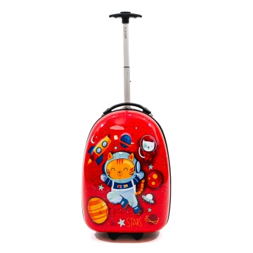 Troler Copii ABS/Policarbonat 2 Roti Ella Icon Space Cat 46 x 30 x 24 cm Rosu
