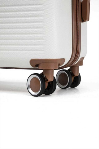 Troler de Cabină Aventor, 55x35x20 cm, ABS, Cifru, 4 roți duble 360°, 32 L, AV107, Alb - Img 3