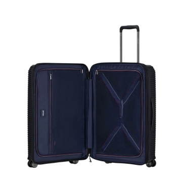 Troler de cabina extensibil Verage Rome, bagaj de mana, 55x38x20 cm, +20% capacitate, fermoar antifurt, polipropilena, cifru TSA, 4 roti 360°, negru - Img 2